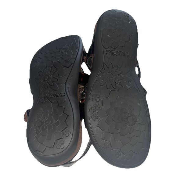 Vionic Brown Amber Tortoise Strappy Sandals Adjustable Orthopedic Woman's Size 8 - Picture 10 of 13